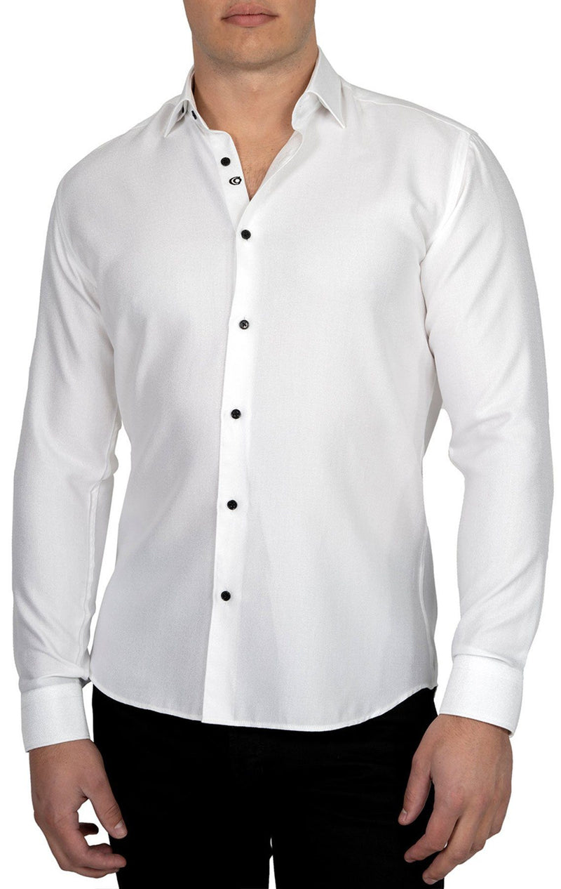 pearl white dress shirt Men's Casual Western Pearl Snap Button Down Long Sleeve Cowboy Dress Shirt ( White, L)