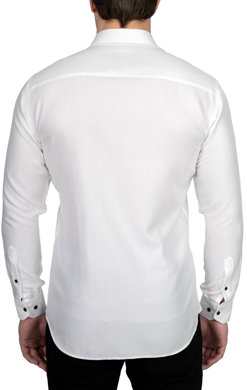 pearl white dress shirt Pearl White Stretch High Collar Shirt