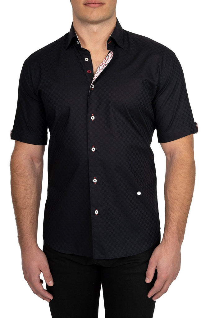 Black Checkered Short Sleeve Shirt – Cosiani