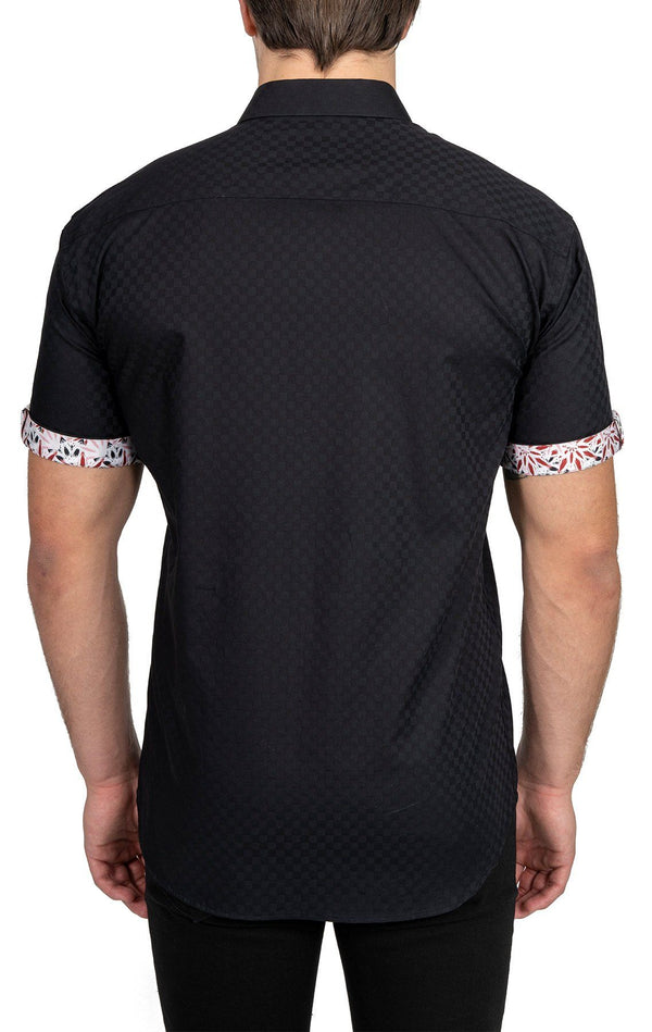 Black Checkered Short Sleeve Shirt