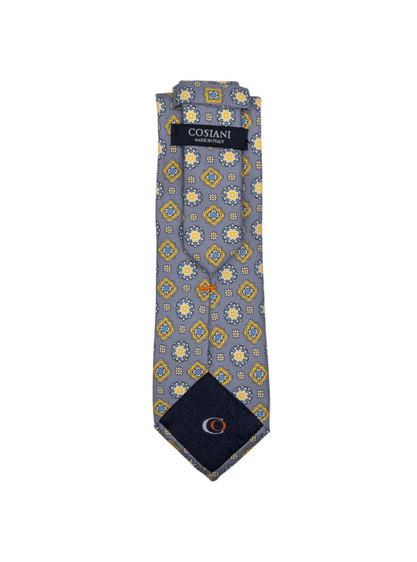 Grey & Yellow Floral Silk Tie