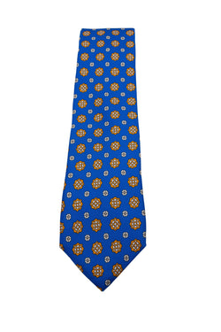 Royal Blue & Gold Floral Silk Tie