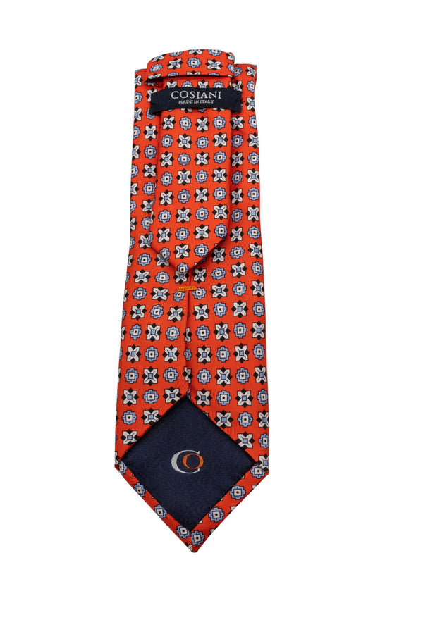 Orange & White Floral Silk Tie