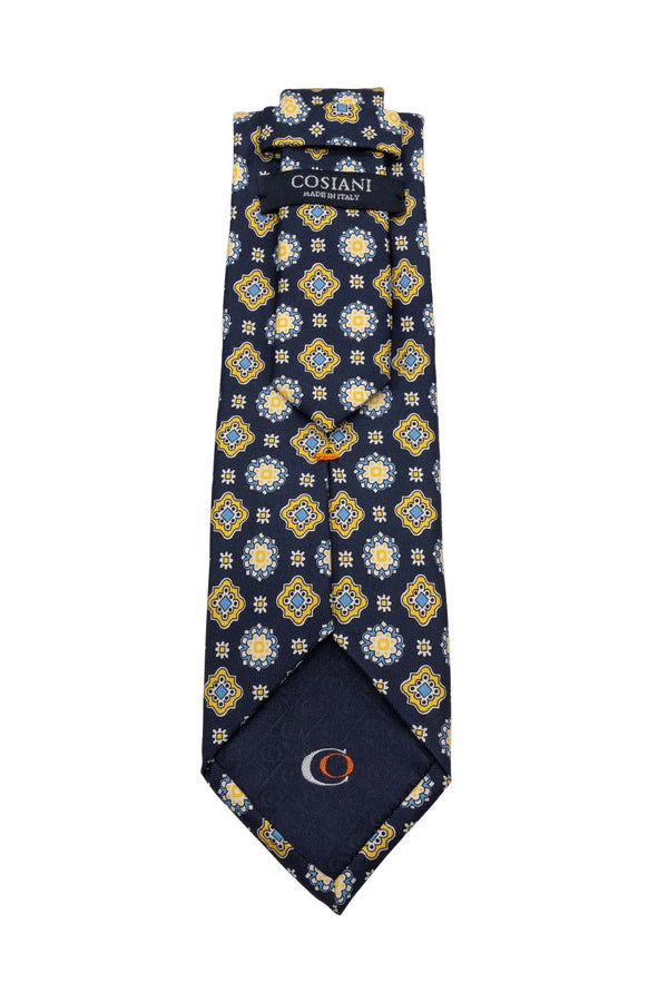 Navy & Yellow Floral Silk Tie