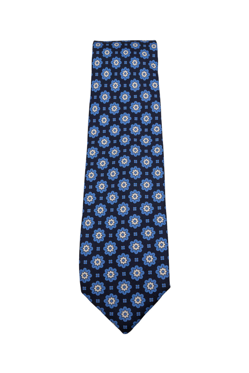Navy & Light Blue Floral Silk Tie