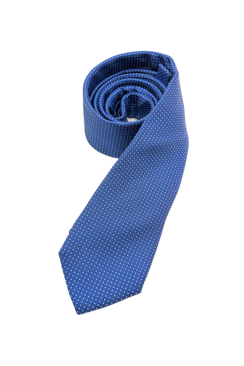 Royal Blue & White Dotted Silk Tie