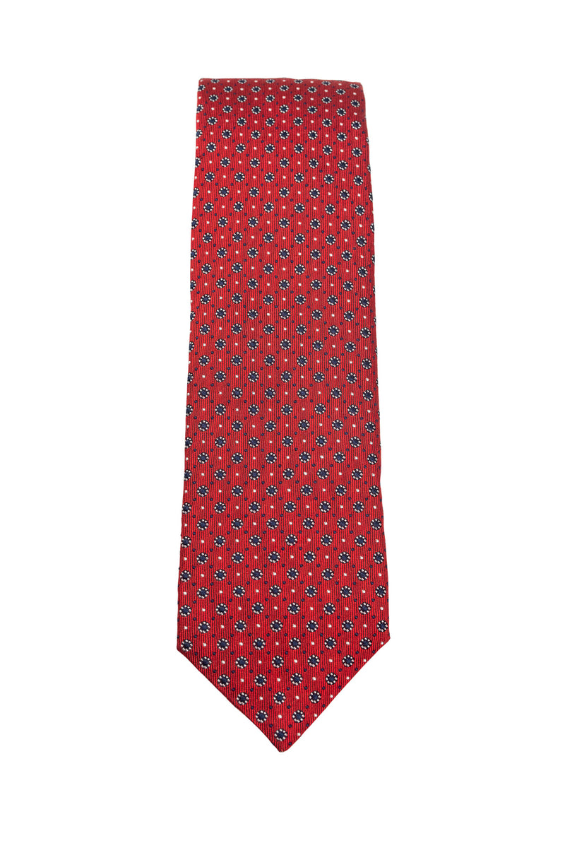Red & Navy Circular Silk tie