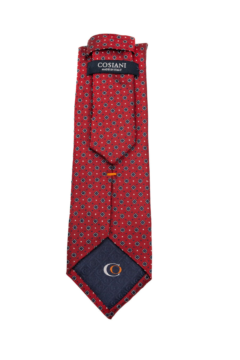 Red & Navy Circular Silk tie
