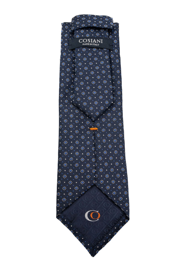 Navy & White Circular Silk Tie