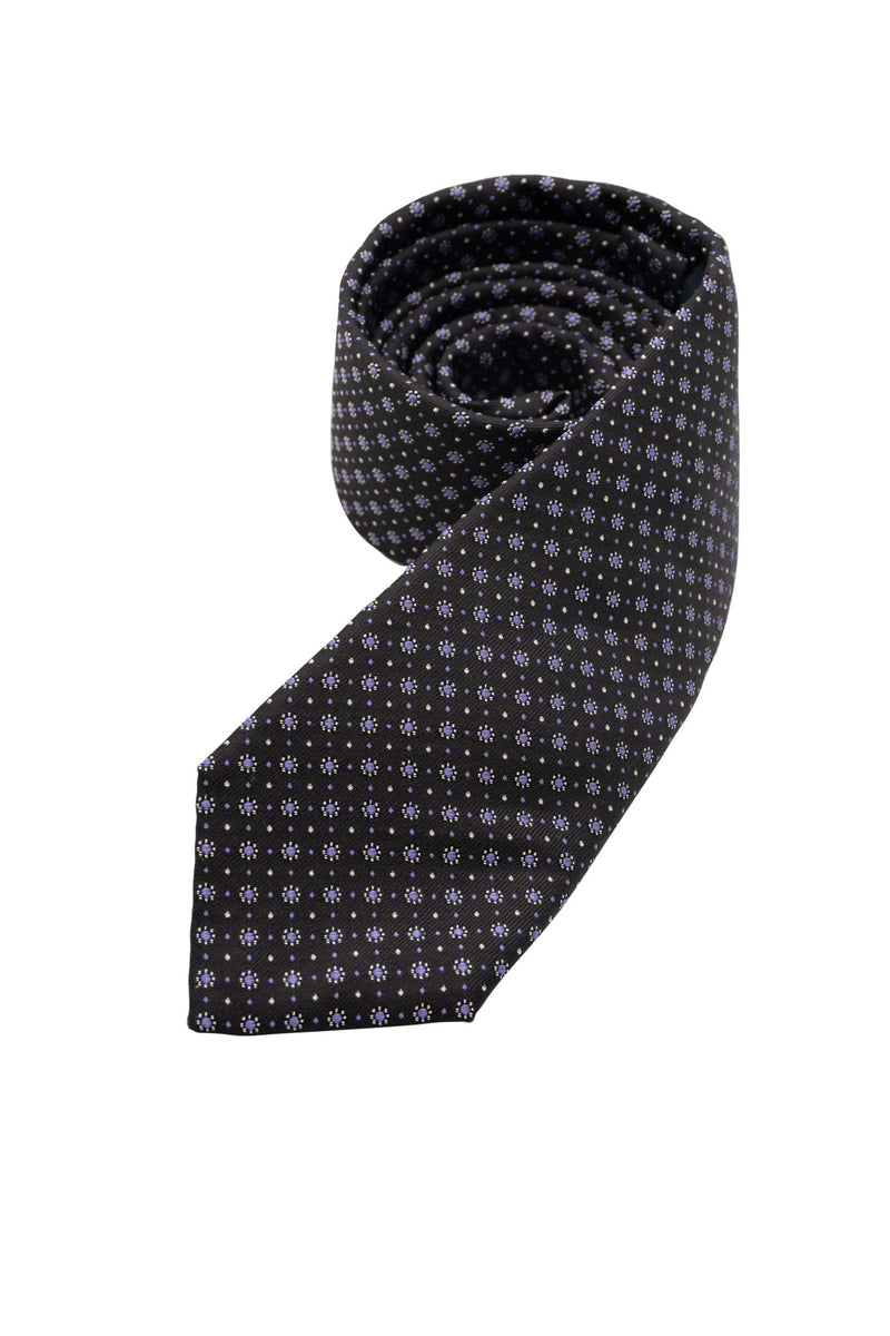 Black & Lavender Circular Silk Tie