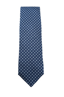 Navy & Powder Blue Floral Silk Tie