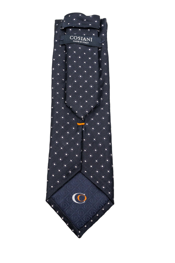 Navy & White Small Floral Silk Tie