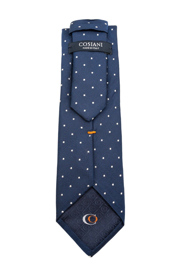 Navy & White Dotted Silk Tie