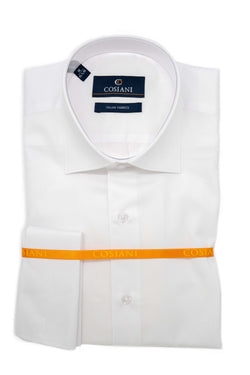 Solid White Cotton French Cuff Shirt