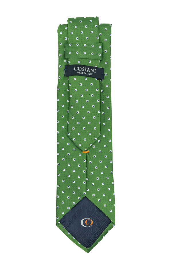 Green & White Squared Silk Tie