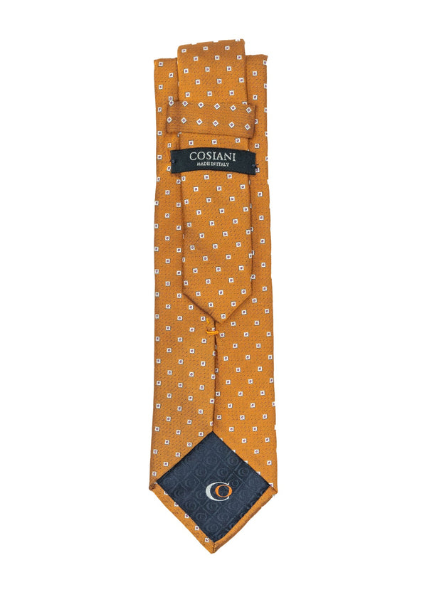 Orange & White Squared Silk Tie