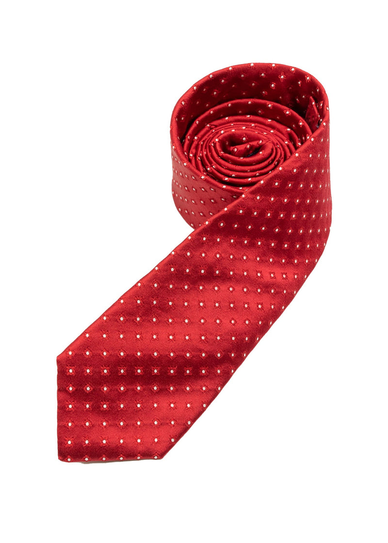 Red & White Floral Silk Tie