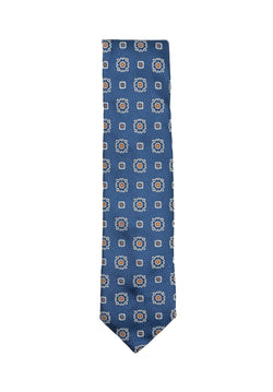 Blue & Orange Large Floral Silk Tie