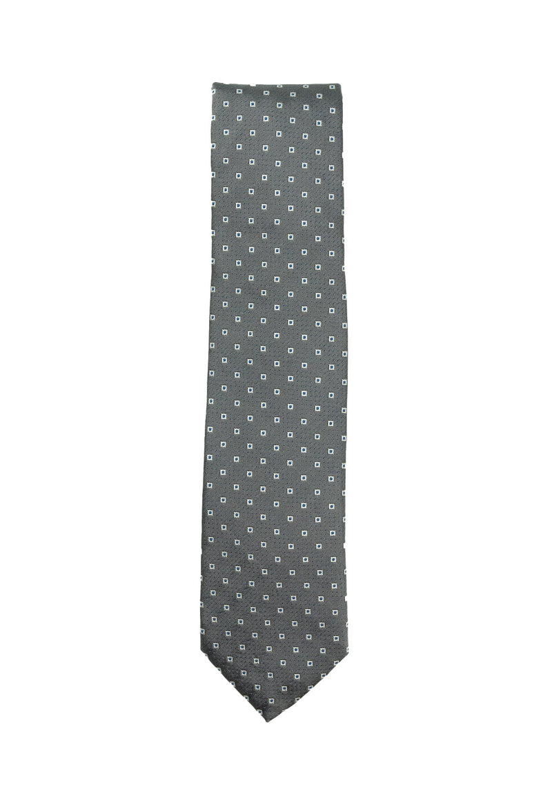 Grey & White Squared Silk Tie