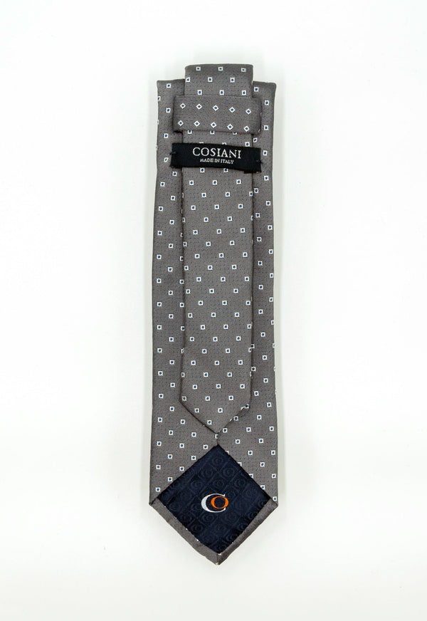 Grey & White Squared Silk Tie