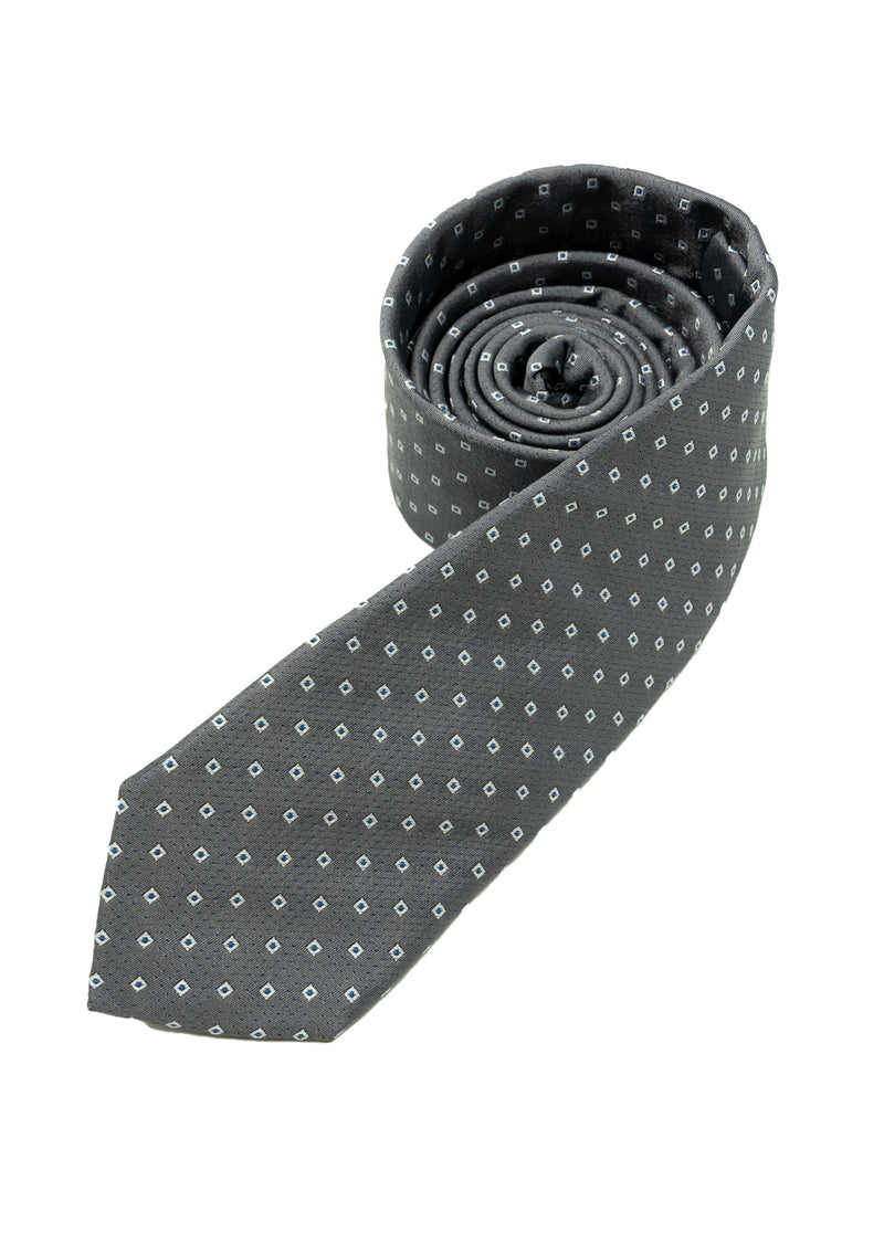 Grey & White Squared Silk Tie