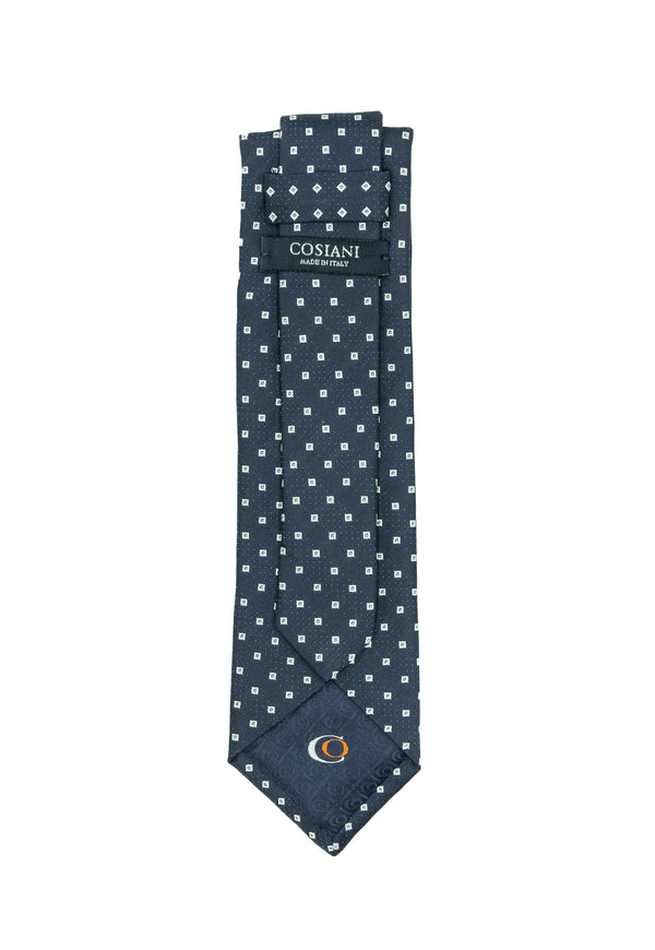 Navy & White Squared Silk Tie