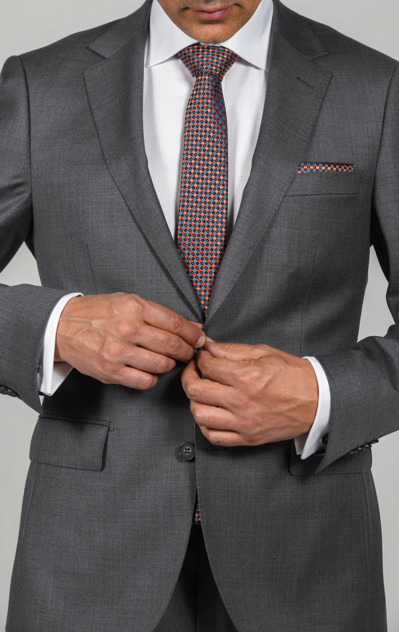 Light Grey Slim Fit Wool Cashmere Suit