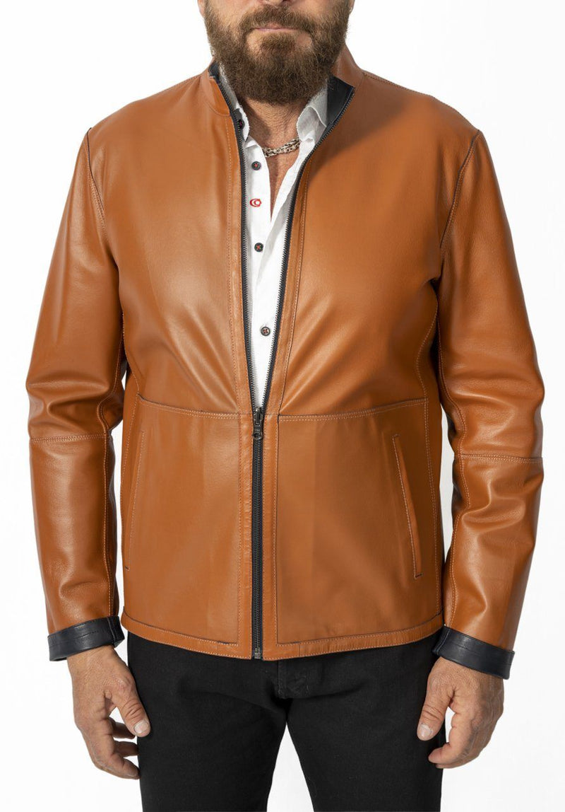 Reversible Navy Leather Men's Jacket