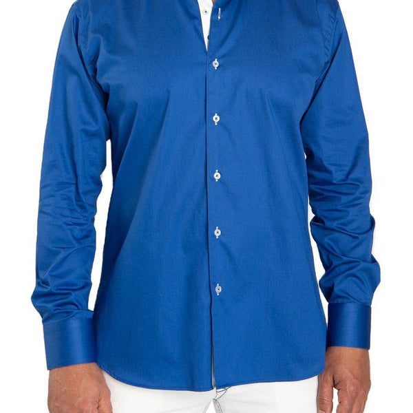 Solid Royal Blue Shirt With White Trim – Cosiani