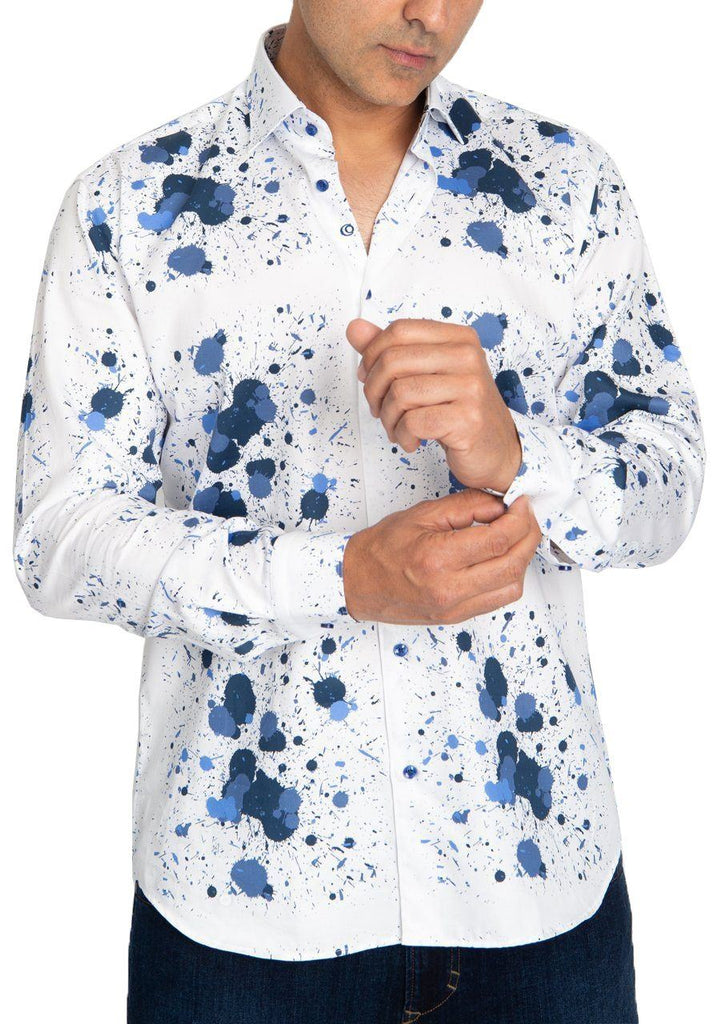 paint splatter dress shirt Splatter Paint Mens Dress Shirt, Cotton Button Down, Gift for Man, Streetwear Menswear, Artsy, Handmade Psychedelic Rave Festival, Graffiti