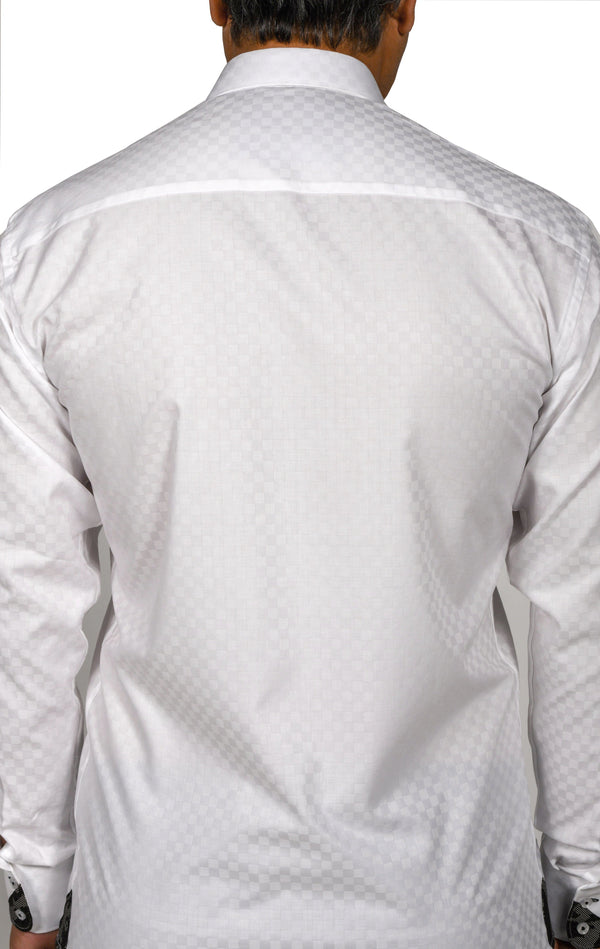 White Checkered Shirt with Black Trim
