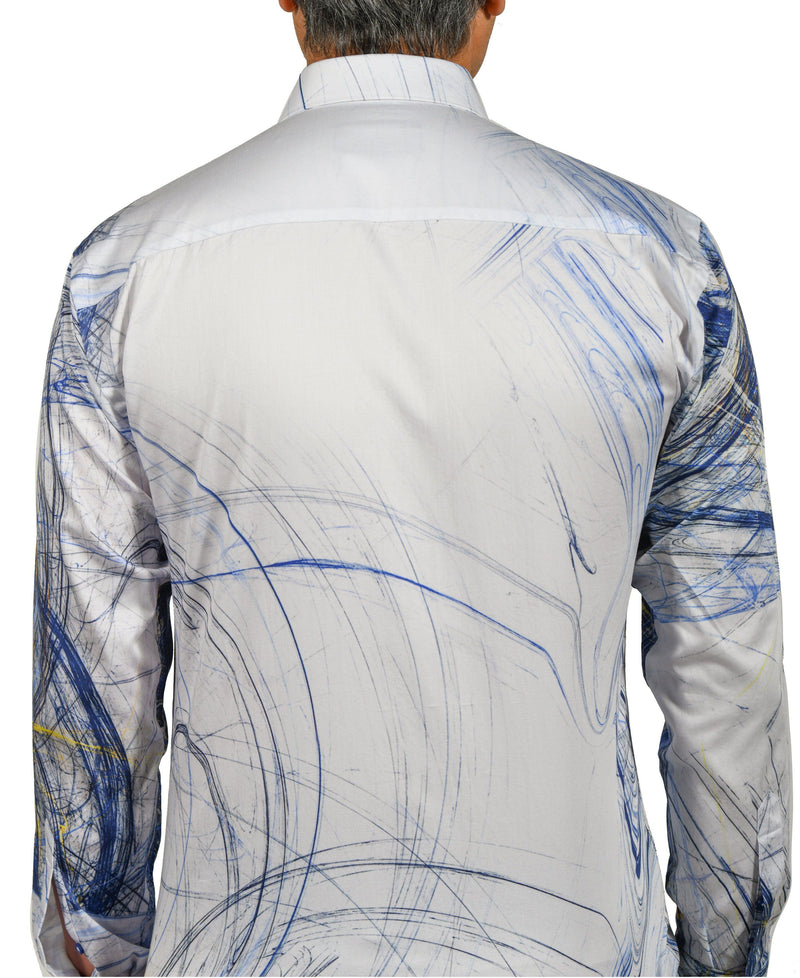 White & Blue Van Gogh Swirl Shirt