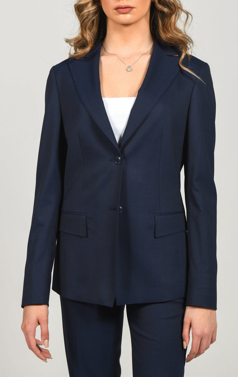 Cosiani Womens Blue Wool Blazer 6 / Notch Lapel Cosiani Womens Blue Wool Blazer 6 / Notch Lapel