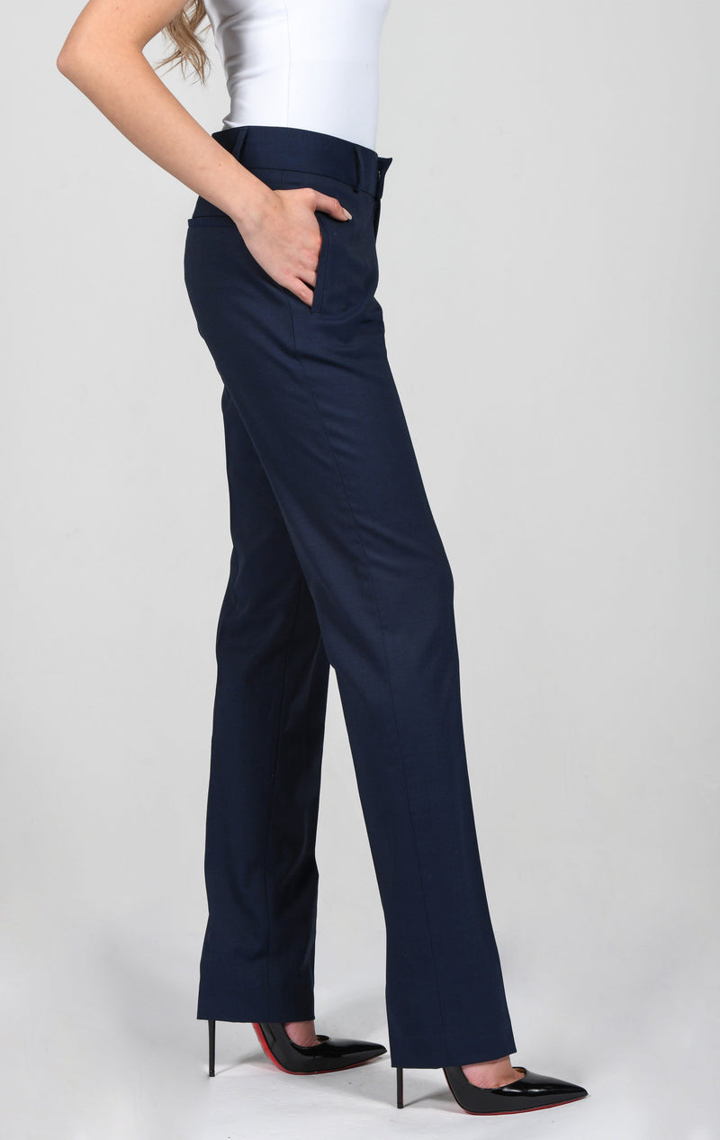 Charlotte Flat Front Comfort Waist Tropical Midnight Blue Pant - M&H  Uniforms