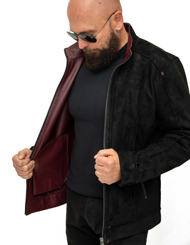 Cosiani Burgundy Gradient Leather Jacket