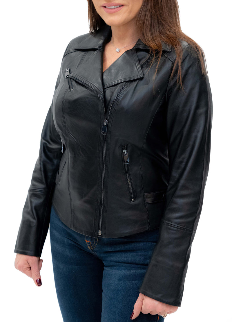 W Black Collared Leather Jacket