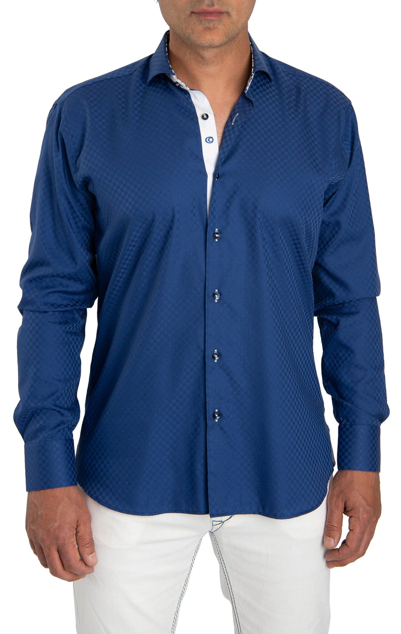 Blue Checkered Shirt With White Trim