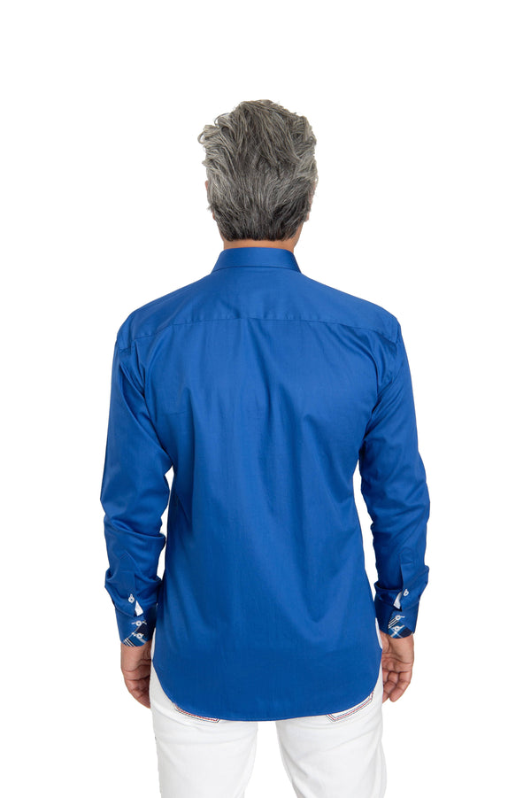 Solid Royal Blue Shirt With White Trim