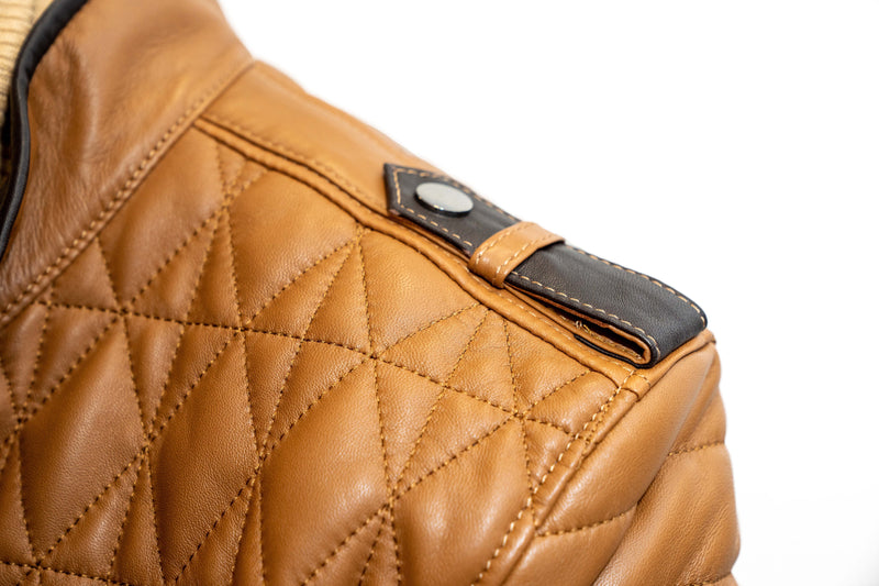 Cosiani Tan Quilted Leather Jacket