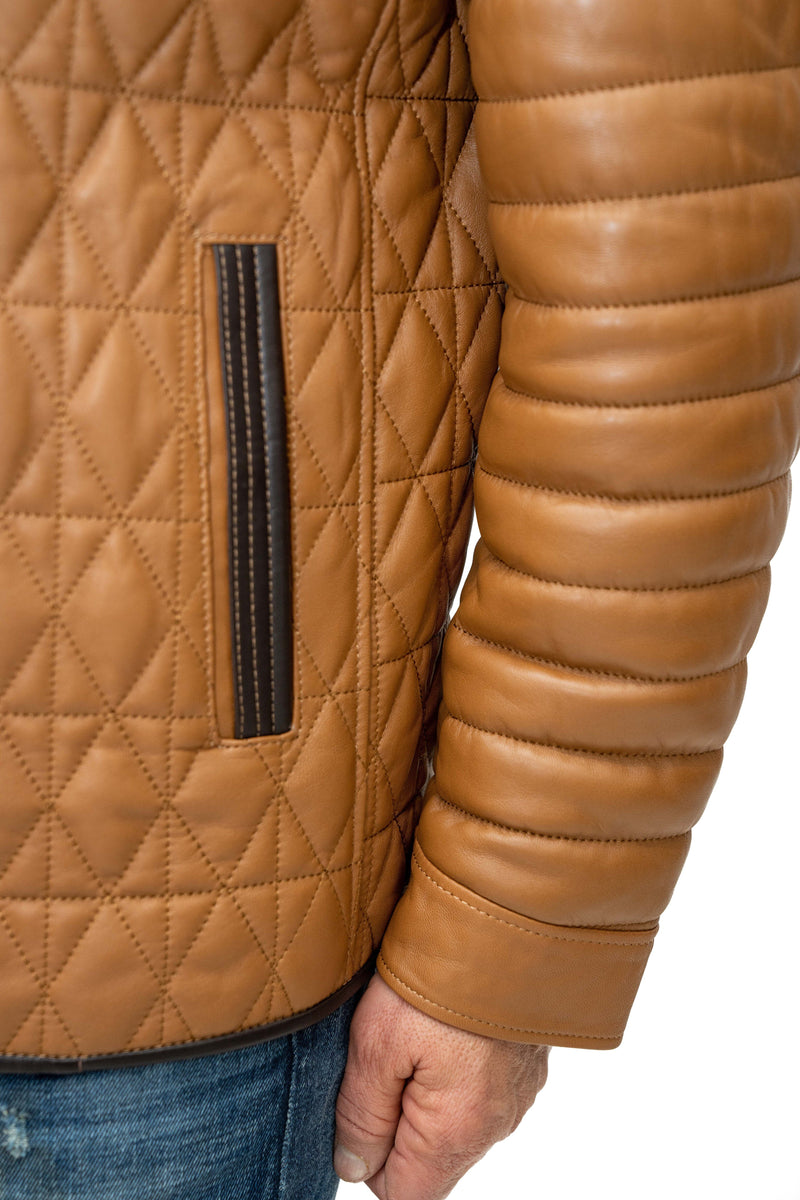 Cosiani Tan Quilted Leather Jacket