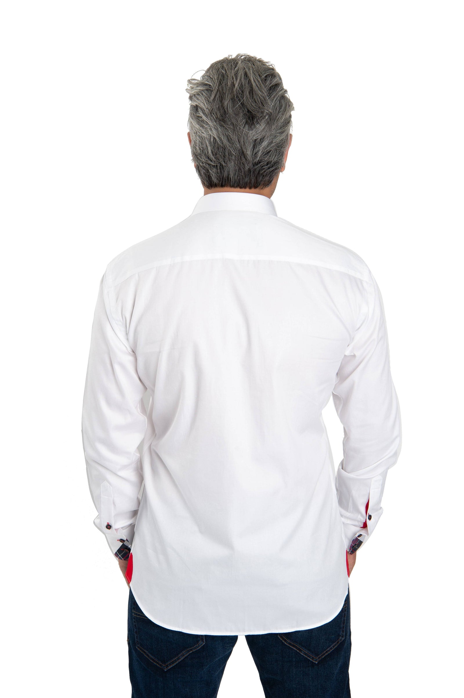 Solid White Shirt With Red Trim – Cosiani