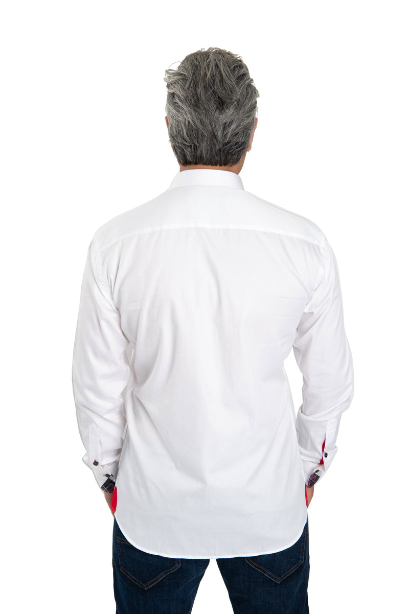 Solid White Shirt With Red Trim