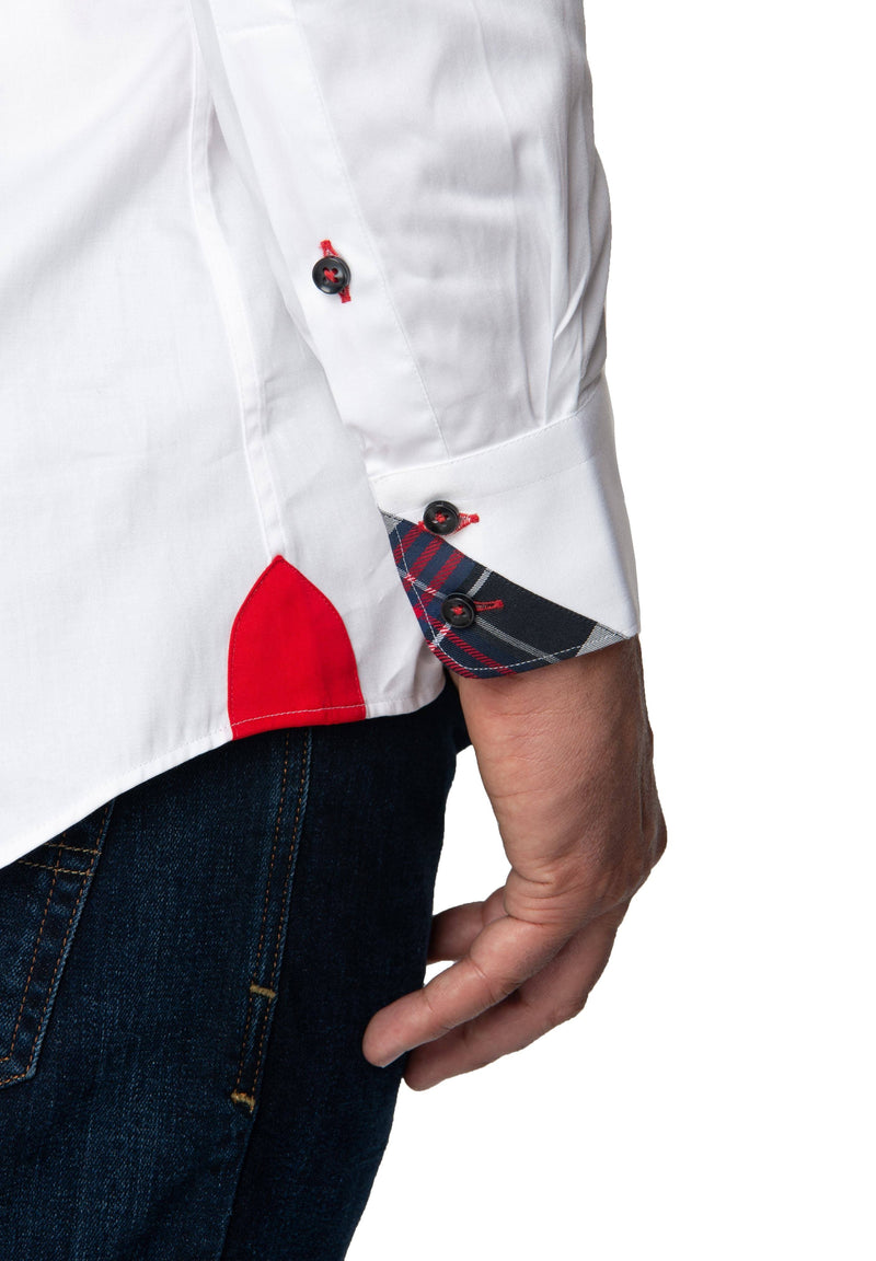 Solid White Shirt With Red Trim